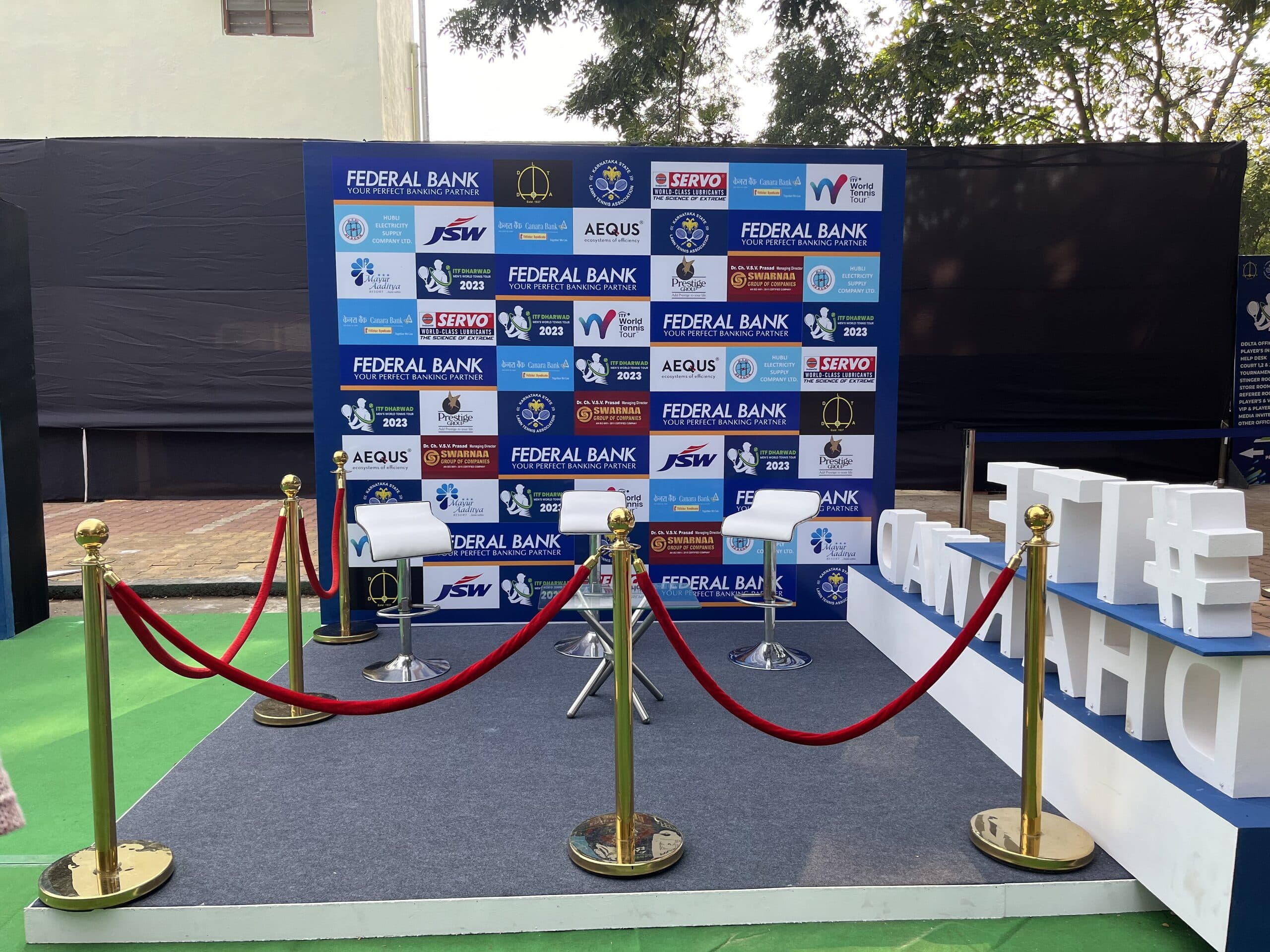 ITF Dharwad press area prepared for the tournament